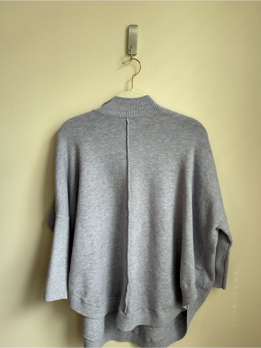 LOFT Light Gray Draped Poncho Sweater